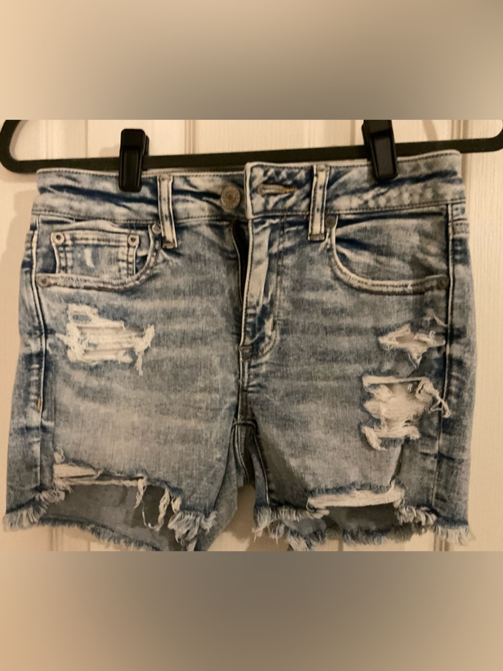 American Eagle Outfitters Light Blue Distressed Denim Shorts